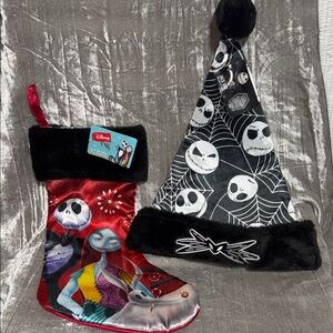 Disney Nightmare Before Christmas Stocking and Hat Set